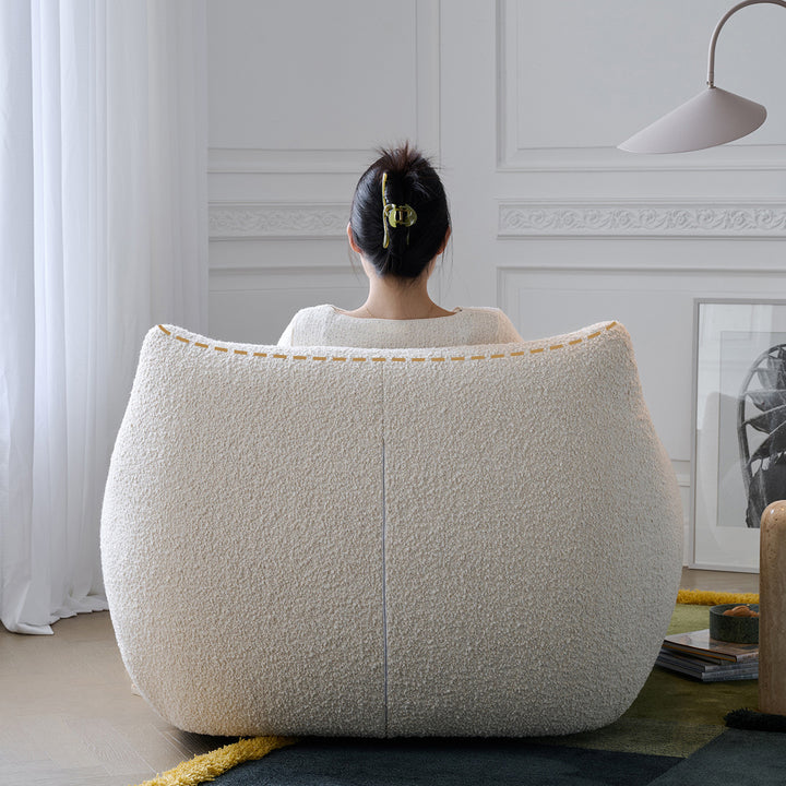 Sofá moderno minimalista inspirado en Totoro, de tejido sherpa y madera de pino, con respaldo y reposabrazos, para sala de estar 