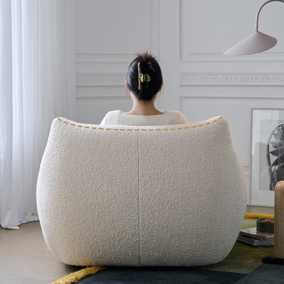 Modern Minimalist Totoro-Inspired Shape Iamb Fleece Solid Wood Multi-layer Board Solid Wood Sofa Backrest Armrest For Living Room