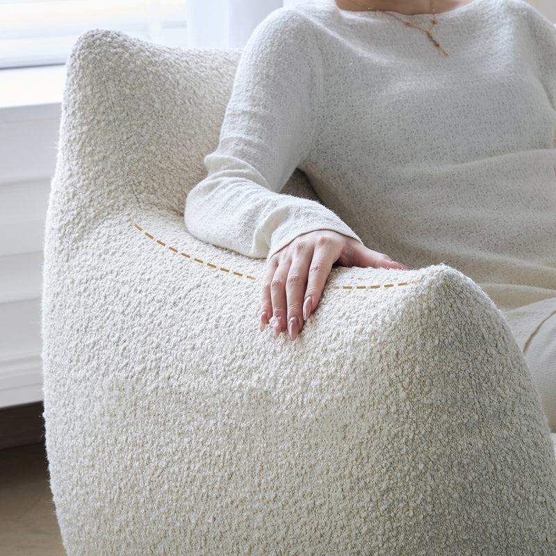 Modern Minimalist Totoro-Inspired Shape Iamb Fleece Solid Wood Multi-layer Board Solid Wood Sofa Backrest Armrest For Living Room