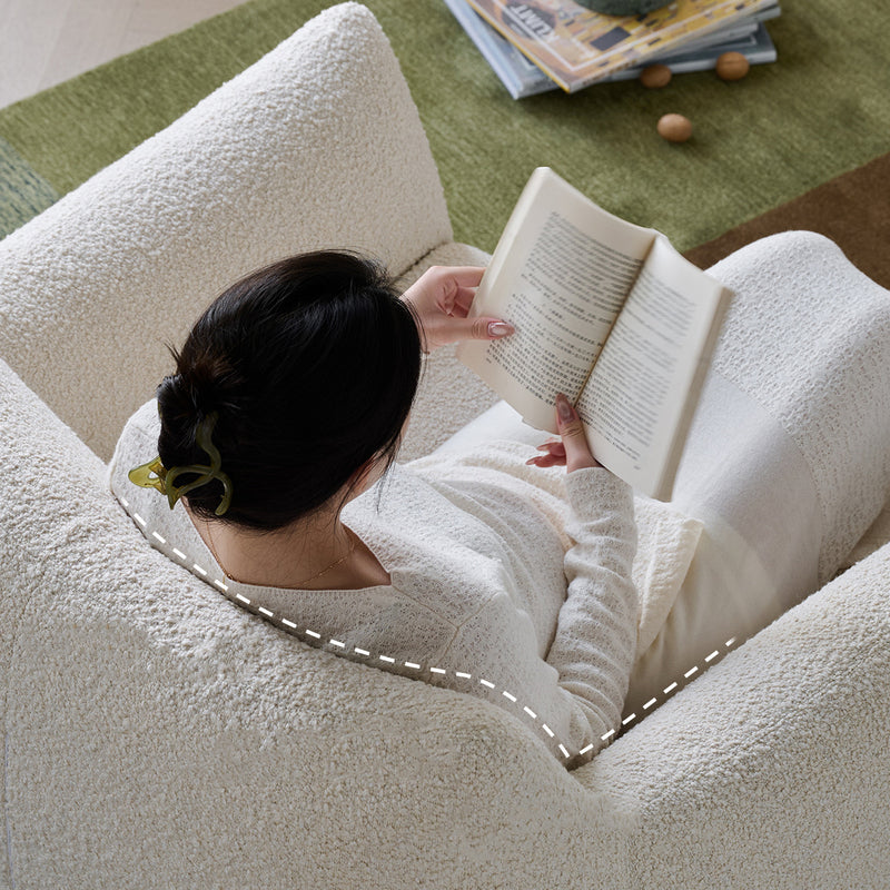 Modern Minimalist Totoro-Inspired Shape Iamb Fleece Solid Wood Multi-layer Board Solid Wood Sofa Backrest Armrest For Living Room