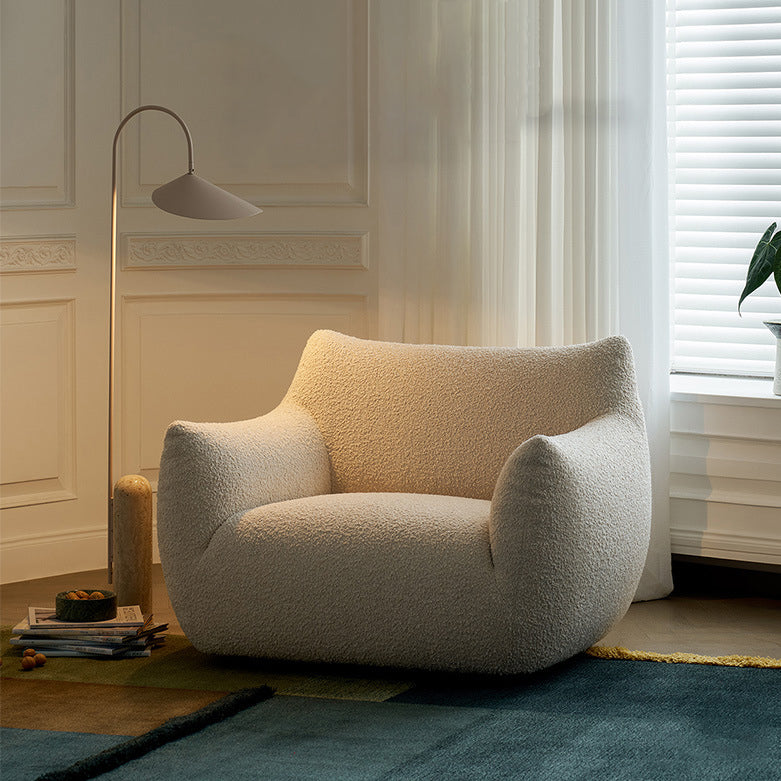 Modern Minimalist Totoro-Inspired Shape Iamb Fleece Solid Wood Multi-layer Board Solid Wood Sofa Backrest Armrest For Living Room