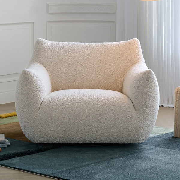 Sofá moderno minimalista inspirado en Totoro, de tejido sherpa y madera de pino, con respaldo y reposabrazos, para sala de estar 