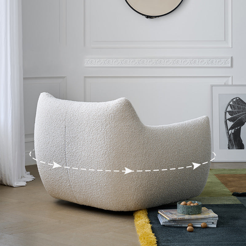 Sofá moderno minimalista inspirado en Totoro, de tejido sherpa y madera de pino, con respaldo y reposabrazos, para sala de estar 