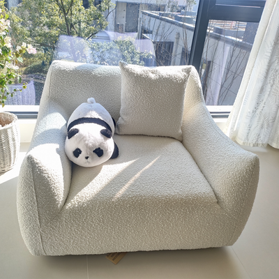 Modern Minimalist Totoro-Inspired Shape Iamb Fleece Solid Wood Multi-layer Board Solid Wood Sofa Backrest Armrest For Living Room