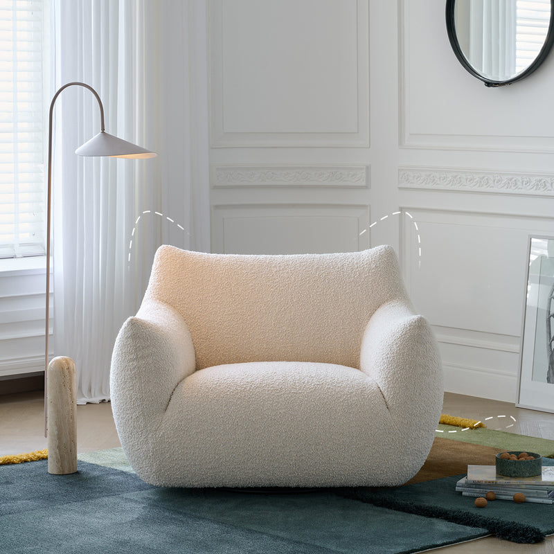 Modern Minimalist Totoro-Inspired Shape Iamb Fleece Solid Wood Multi-layer Board Solid Wood Sofa Backrest Armrest For Living Room