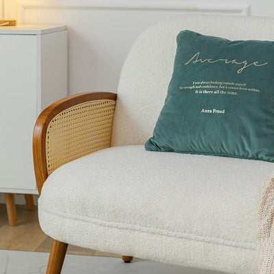 Modern Minimalist Curved Corduroy Solid Wood Plastic Rubberwood Sponge Plastic Weaving Accent Chair Backrest Armrest For Living Room