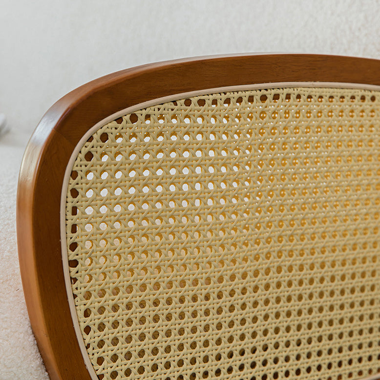 Modern Minimalist Curved Corduroy Solid Wood Plastic Rubberwood Sponge Plastic Weaving Accent Chair Backrest Armrest For Living Room