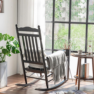 Modern Minimalist Curved Poplar Wood Rocking Chair Backrest Armrest For Living Room