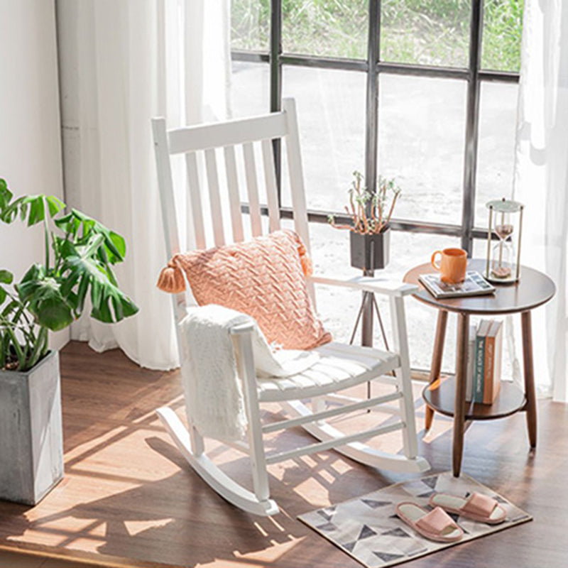 Modern Minimalist Curved Poplar Wood Rocking Chair Backrest Armrest For Living Room