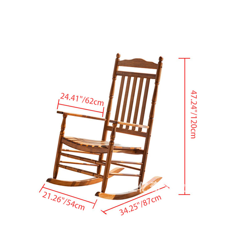 Modern Minimalist Curved Poplar Wood Rocking Chair Backrest Armrest For Living Room
