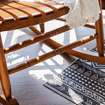 Modern Minimalist Curved Poplar Wood Rocking Chair Backrest Armrest For Living Room