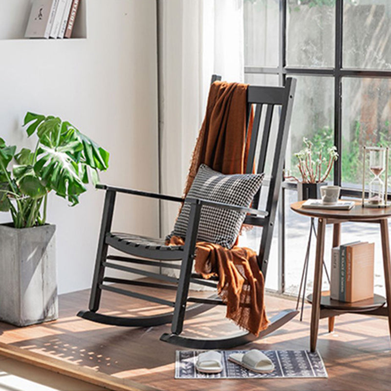 Modern Minimalist Curved Poplar Wood Rocking Chair Backrest Armrest For Living Room