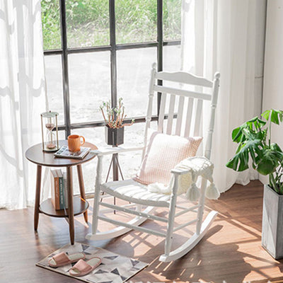 Modern Minimalist Curved Poplar Wood Rocking Chair Backrest Armrest For Living Room