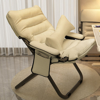 Modern Minimalist Curved Velvet Carbon Steel PP Cotton Recliner With Backrest Armrest For Bedroom