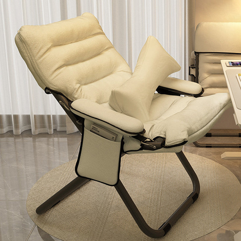 Modern Minimalist Curved Velvet Carbon Steel PP Cotton Recliner With Backrest Armrest For Bedroom