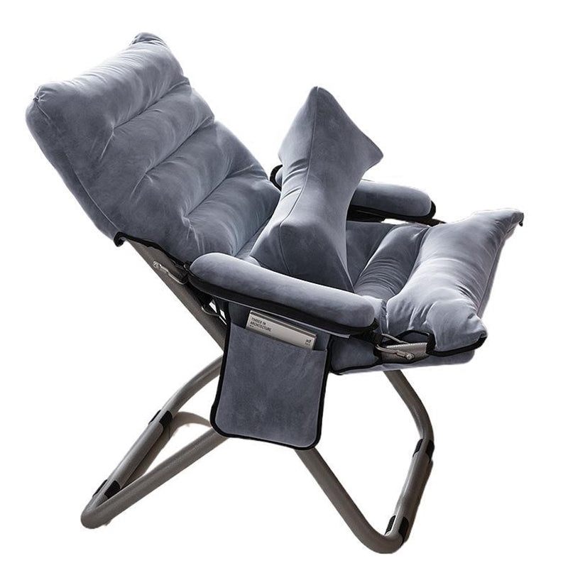 Modern Minimalist Curved Velvet Carbon Steel PP Cotton Recliner With Backrest Armrest For Bedroom