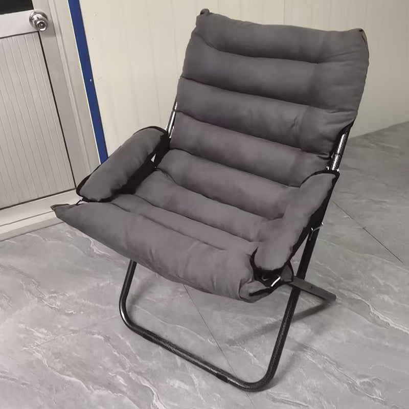 Modern Minimalist Curved Velvet Carbon Steel PP Cotton Recliner With Backrest Armrest For Bedroom