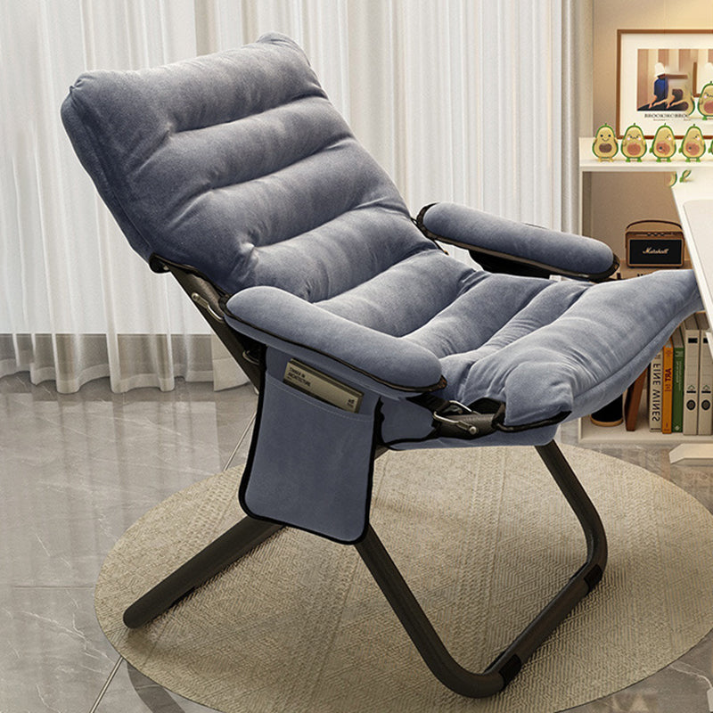 Modern Minimalist Curved Velvet Carbon Steel PP Cotton Recliner With Backrest Armrest For Bedroom
