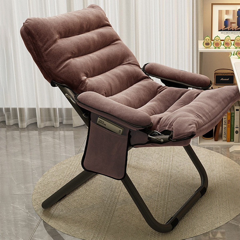Modern Minimalist Curved Velvet Carbon Steel PP Cotton Recliner With Backrest Armrest For Bedroom