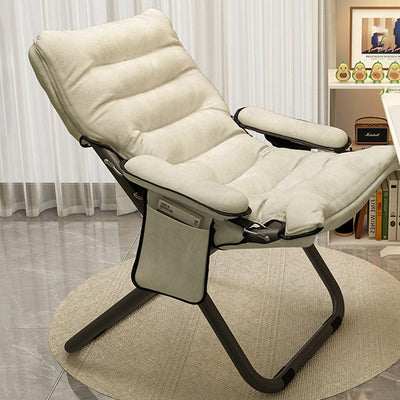 Modern Minimalist Curved Velvet Carbon Steel PP Cotton Recliner With Backrest Armrest For Bedroom