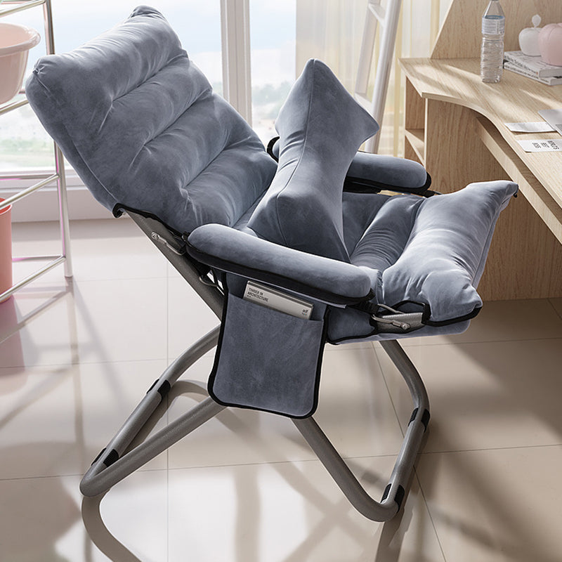 Modern Minimalist Curved Velvet Carbon Steel PP Cotton Recliner With Backrest Armrest For Bedroom