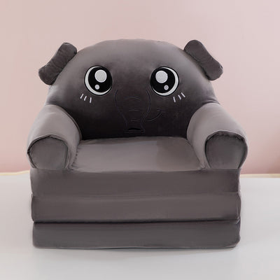 Contemporary Creative Kids Animal Shape Velvet Foam Sponge Curved Foldable Accent Chair Backrest Armrest For Living Room