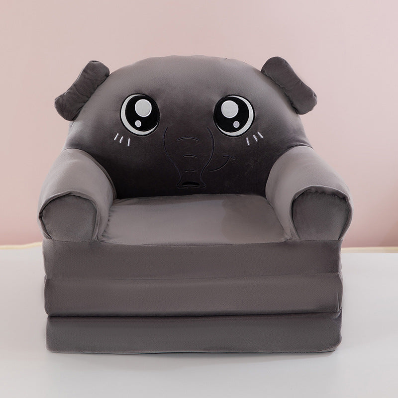 Contemporary Creative Kids Animal Shape Velvet Foam Sponge Curved Foldable Accent Chair Backrest Armrest For Living Room