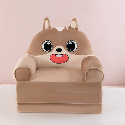 Contemporary Creative Kids Animal Shape Velvet Foam Sponge Curved Foldable Accent Chair Backrest Armrest For Living Room