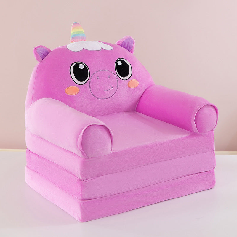 Contemporary Creative Kids Animal Shape Velvet Foam Sponge Curved Foldable Accent Chair Backrest Armrest For Living Room