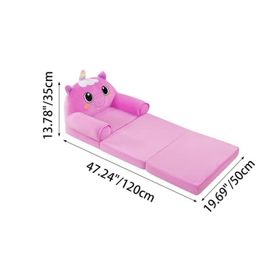 Contemporary Creative Kids Animal Shape Velvet Foam Sponge Curved Foldable Accent Chair Backrest Armrest For Living Room