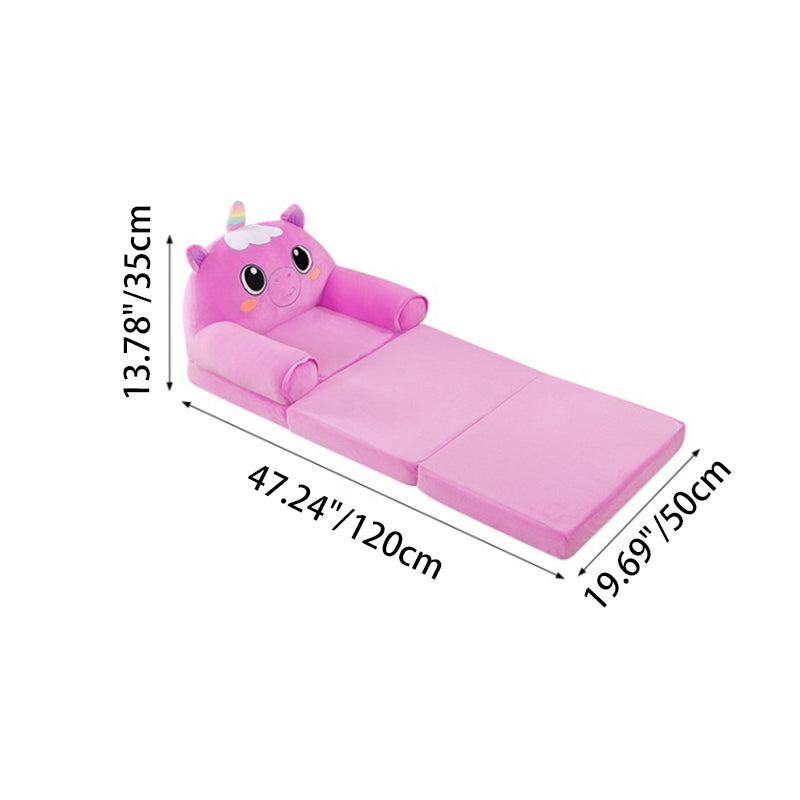 Contemporary Creative Kids Animal Shape Velvet Foam Sponge Curved Foldable Accent Chair Backrest Armrest For Living Room