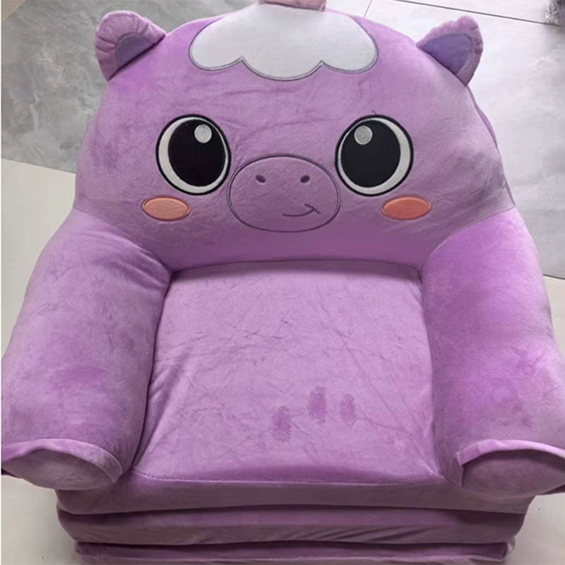 Contemporary Creative Kids Animal Shape Velvet Foam Sponge Curved Foldable Accent Chair Backrest Armrest For Living Room