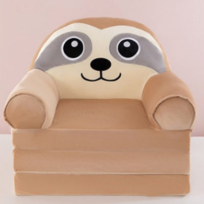 Contemporary Creative Kids Animal Shape Velvet Foam Sponge Curved Foldable Accent Chair Backrest Armrest For Living Room