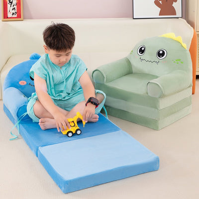 Contemporary Creative Kids Animal Shape Velvet Foam Sponge Curved Foldable Accent Chair Backrest Armrest For Living Room