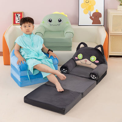 Contemporary Creative Kids Animal Shape Velvet Foam Sponge Curved Foldable Accent Chair Backrest Armrest For Living Room
