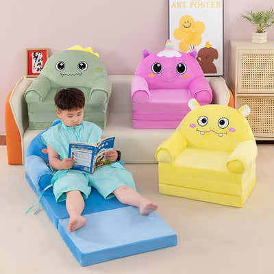Contemporary Creative Kids Animal Shape Velvet Foam Sponge Curved Foldable Accent Chair Backrest Armrest For Living Room