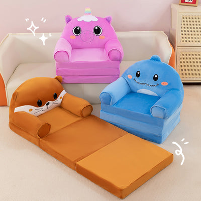 Contemporary Creative Kids Animal Shape Velvet Foam Sponge Curved Foldable Accent Chair Backrest Armrest For Living Room