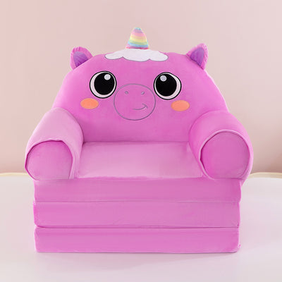 Contemporary Creative Kids Animal Shape Velvet Foam Sponge Curved Foldable Accent Chair Backrest Armrest For Living Room