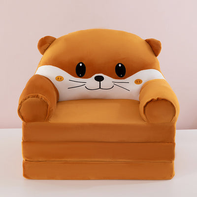 Contemporary Creative Kids Animal Shape Velvet Foam Sponge Curved Foldable Accent Chair Backrest Armrest For Living Room