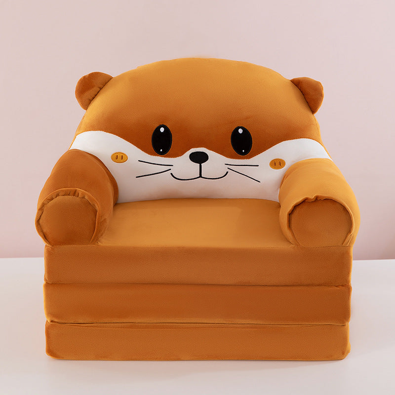 Contemporary Creative Kids Animal Shape Velvet Foam Sponge Curved Foldable Accent Chair Backrest Armrest For Living Room