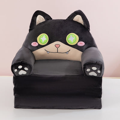 Contemporary Creative Kids Animal Shape Velvet Foam Sponge Curved Foldable Accent Chair Backrest Armrest For Living Room