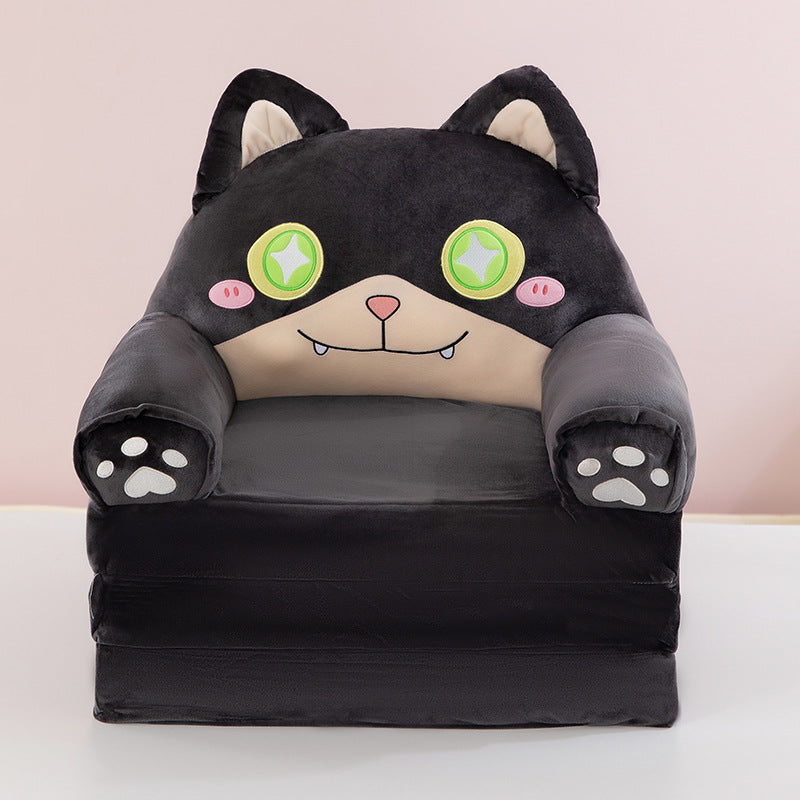 Contemporary Creative Kids Animal Shape Velvet Foam Sponge Curved Foldable Accent Chair Backrest Armrest For Living Room