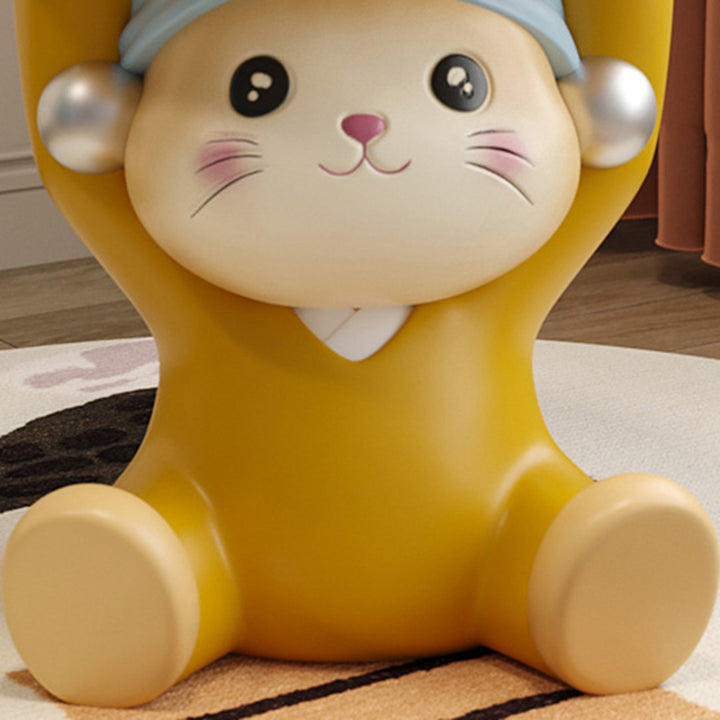 Taburete bajo sin respaldo ni brazos de resina con forma de gato para niños creativos contemporáneos para sala de estar 