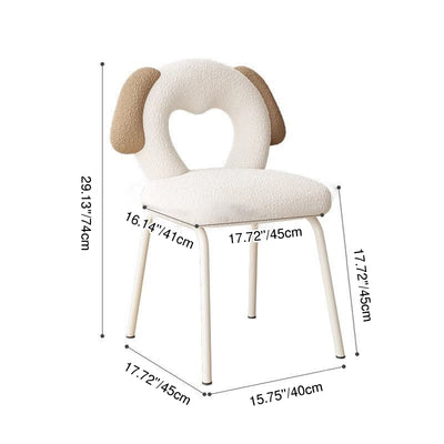 Contemporary Creative Kids Iamb Fleece Iron Solid Wood Multi-layer Board Foam Sponge Dog Shape Swivel Vanity Stool Backrest Armless For Bedroom