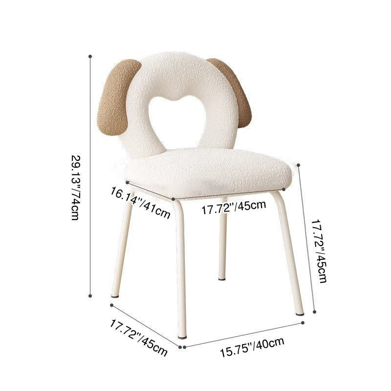 Contemporary Creative Kids Iamb Fleece Iron Solid Wood Multi-layer Board Foam Sponge Dog Shape Swivel Vanity Stool Backrest Armless For Bedroom
