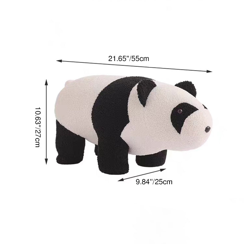 Contemporary Creative Kids Bear Shape Teddy Fleece Solid Wood Multi-layer Board Pine Wood Low Stool Backless Armless For Living Room