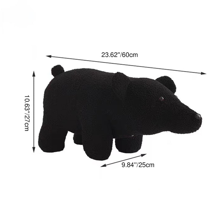 Moderner kreativer Kinderhocker in Bärenform aus Teddyfleece, Sperrholz und Kiefernholz, niedrig, ohne Rückenlehne und Armlehnen, für das Wohnzimmer 