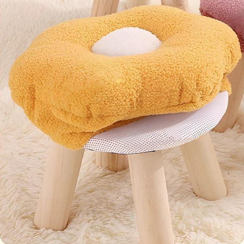 Contemporary Creative Kids Flower Shape Teddy Fleece Fabric Artificial Board Frame Sponge Removable Washable Low Stool Backless Armless For Living Room