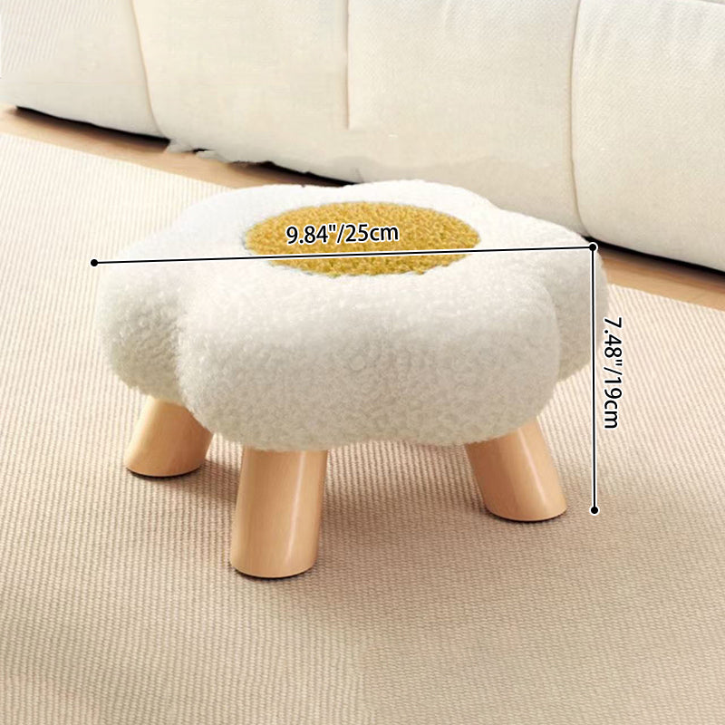 Contemporary Creative Kids Flower Shape Teddy Fleece Fabric Artificial Board Frame Sponge Removable Washable Low Stool Backless Armless For Living Room
