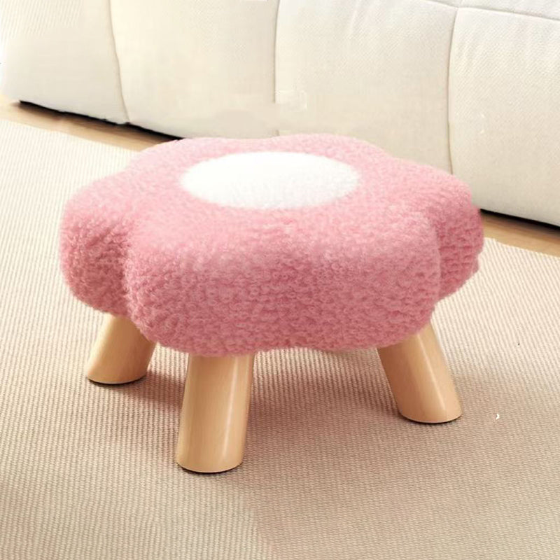 Contemporary Creative Kids Flower Shape Teddy Fleece Fabric Artificial Board Frame Sponge Removable Washable Low Stool Backless Armless For Living Room